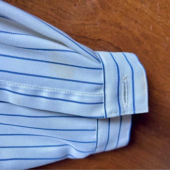*~Vintage~* Liz Claiborne Navy and White Striped Blouse Size 16 Petite - Picture 3 of 5